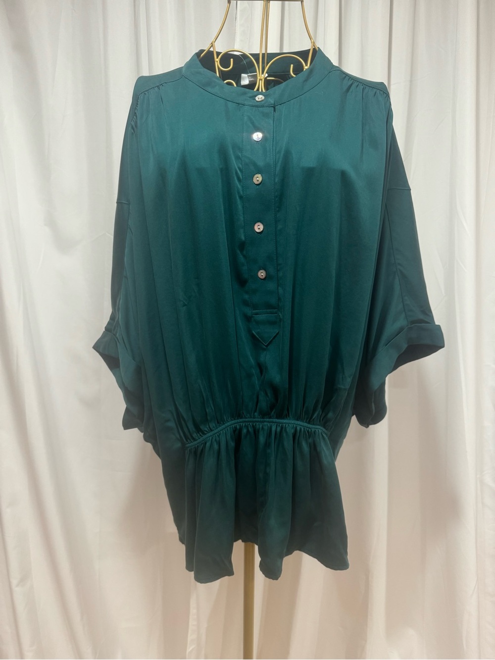 I. Jill Peplum Button-Front Top